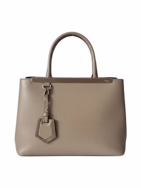 Fendi 2Jours Small / Petite Tote in Beige-Gray Leather with Crossbody Strap